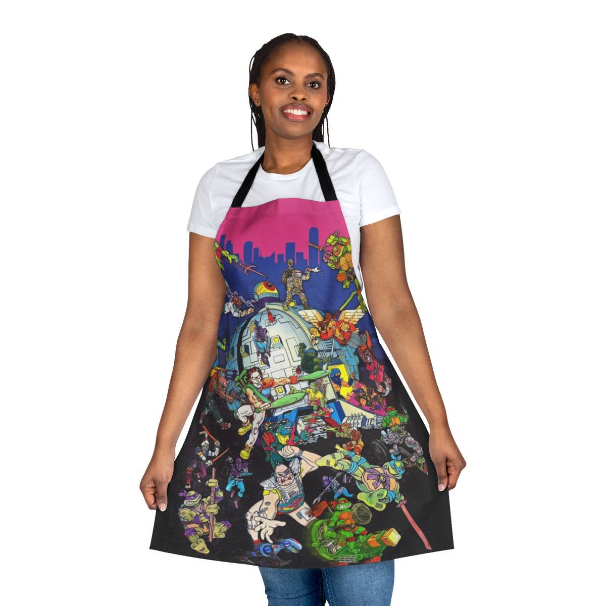 Vintage Ninja Turtles Pizza Classic Art Apron featuring the iconic 80s/90s cartoon characters