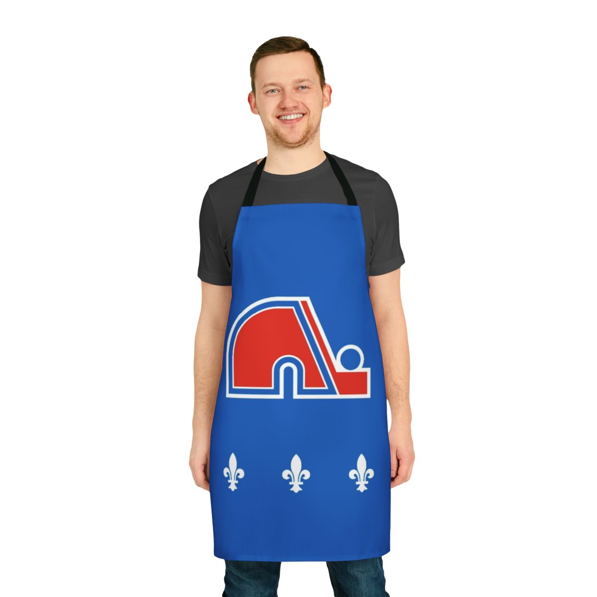Vintage-style apron featuring the defunct Quebec Nordiques hockey team logo and retro design
