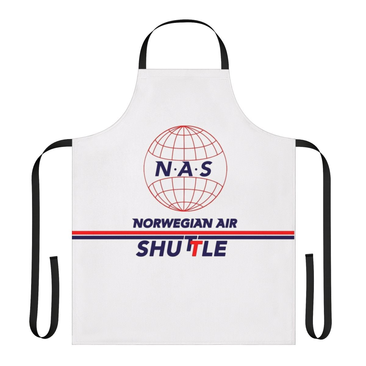Retro-style apron featuring the classic Norwegian Air Shuttle airline branding