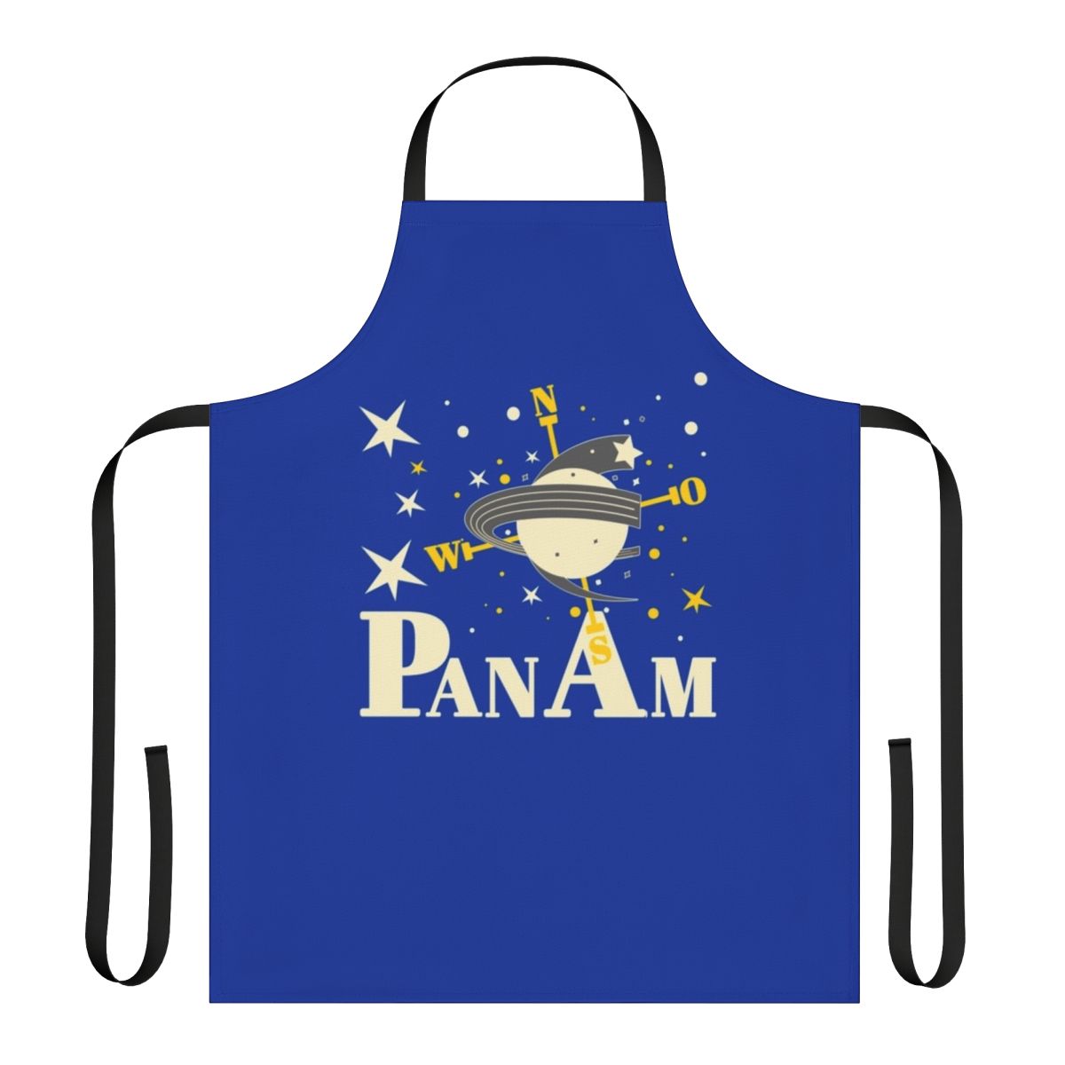Vintage-style Pan Am Airlines inspired apron with iconic blue and white color scheme