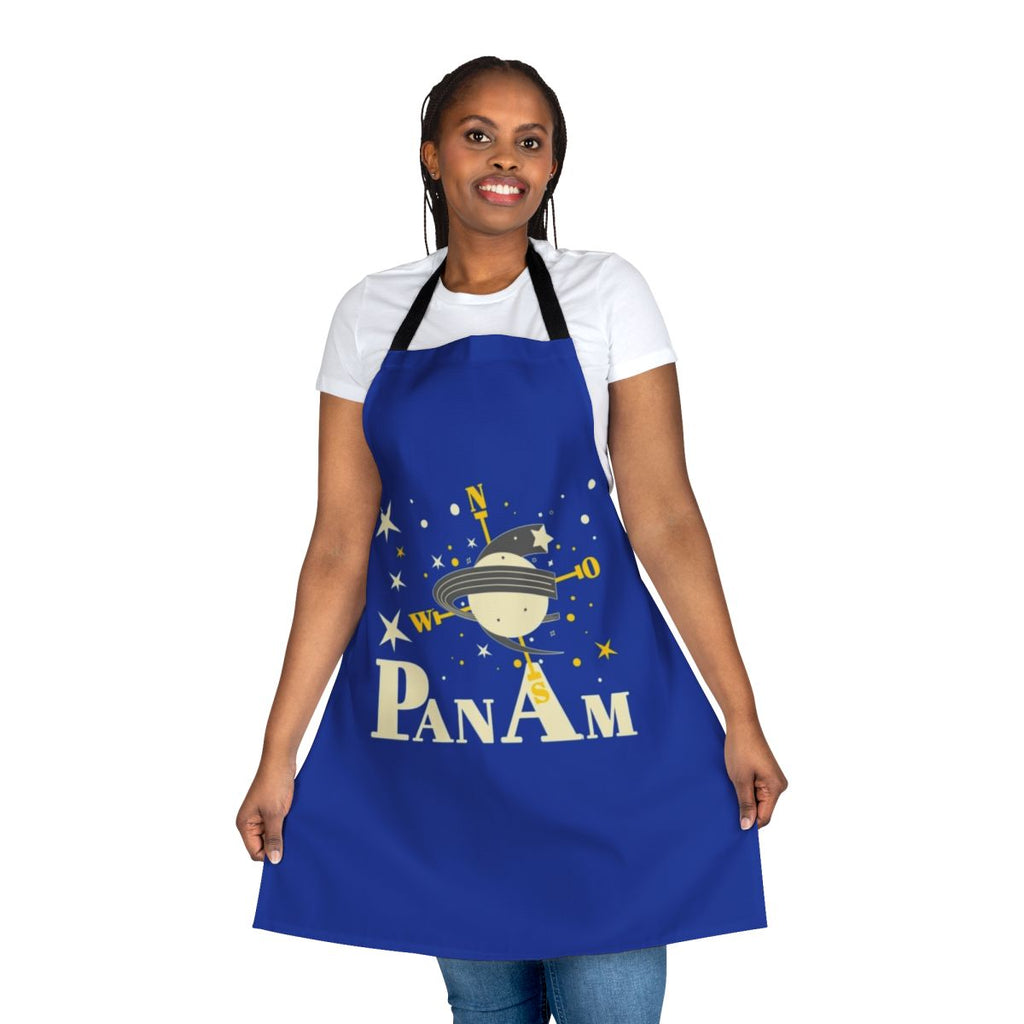 Vintage-style Pan Am Airlines inspired apron with iconic blue and white color scheme