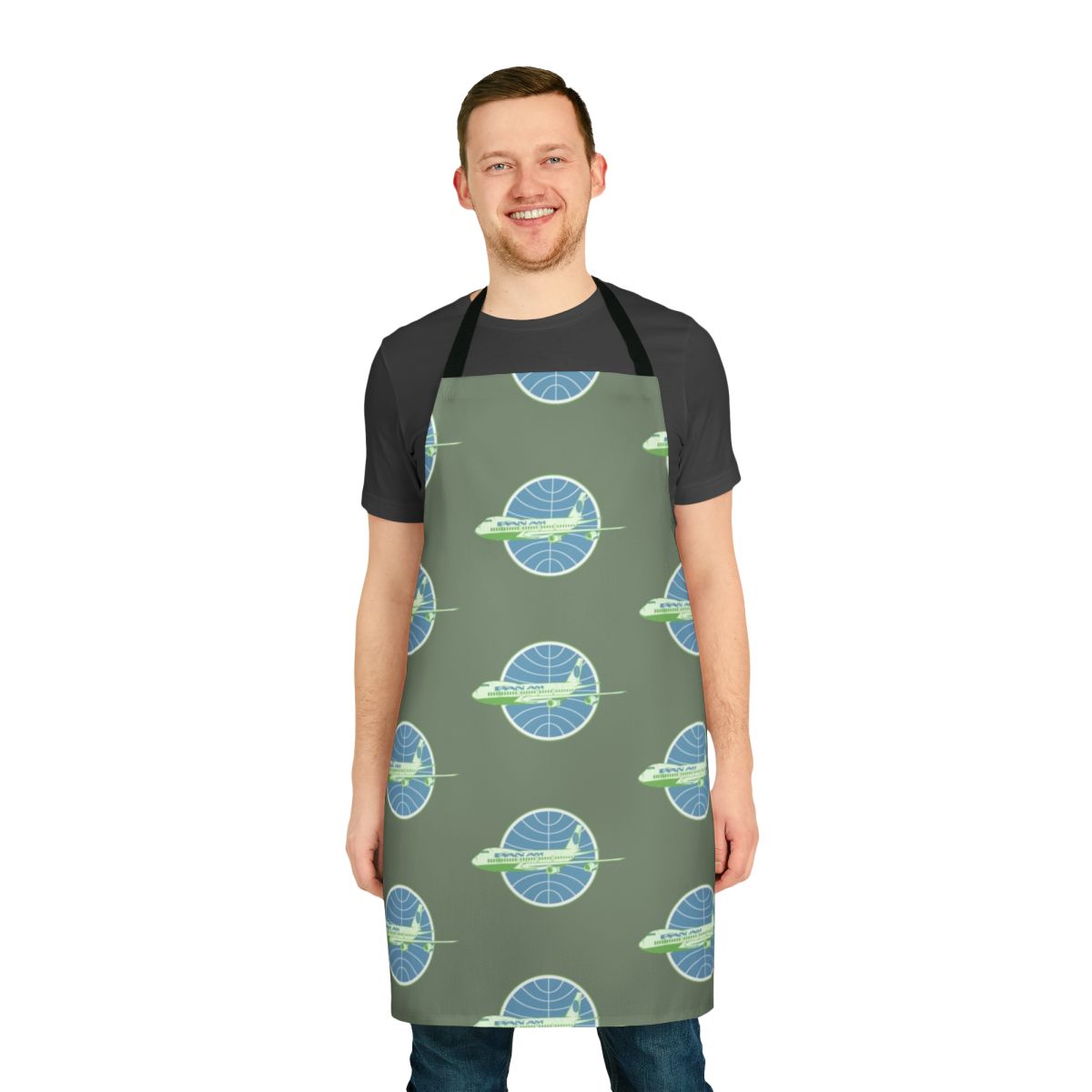 Apron featuring the iconic Pan Am aeroplane logo, perfect for aviation enthusiasts and airline staff.