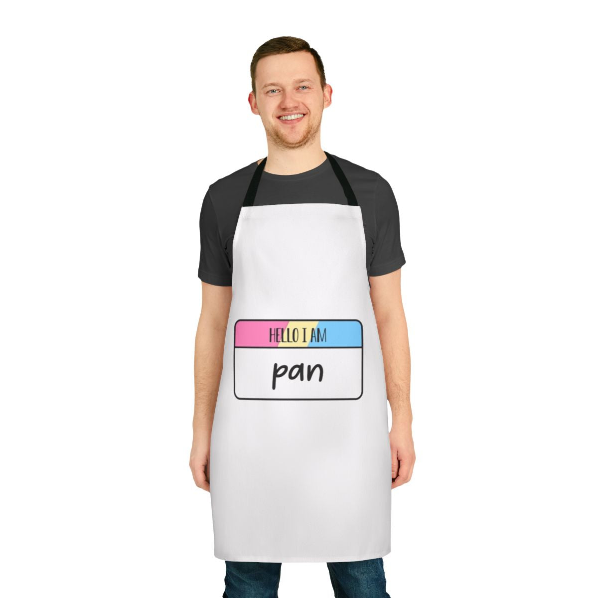 Retro-style apron featuring the historic Pan Am logo in LGBTQ+ pride colors