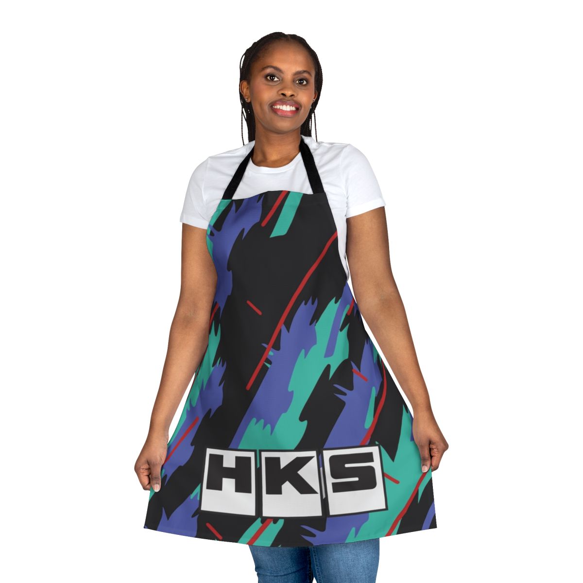 Retro pattern apron featuring JDM car designs