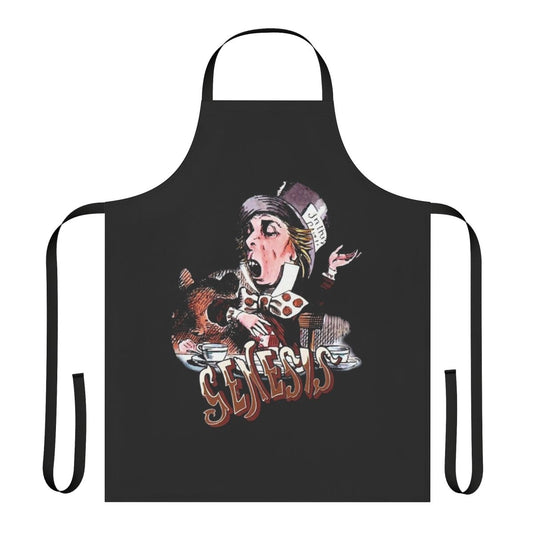 Photographic apron featuring retro-style Genesis band graphics