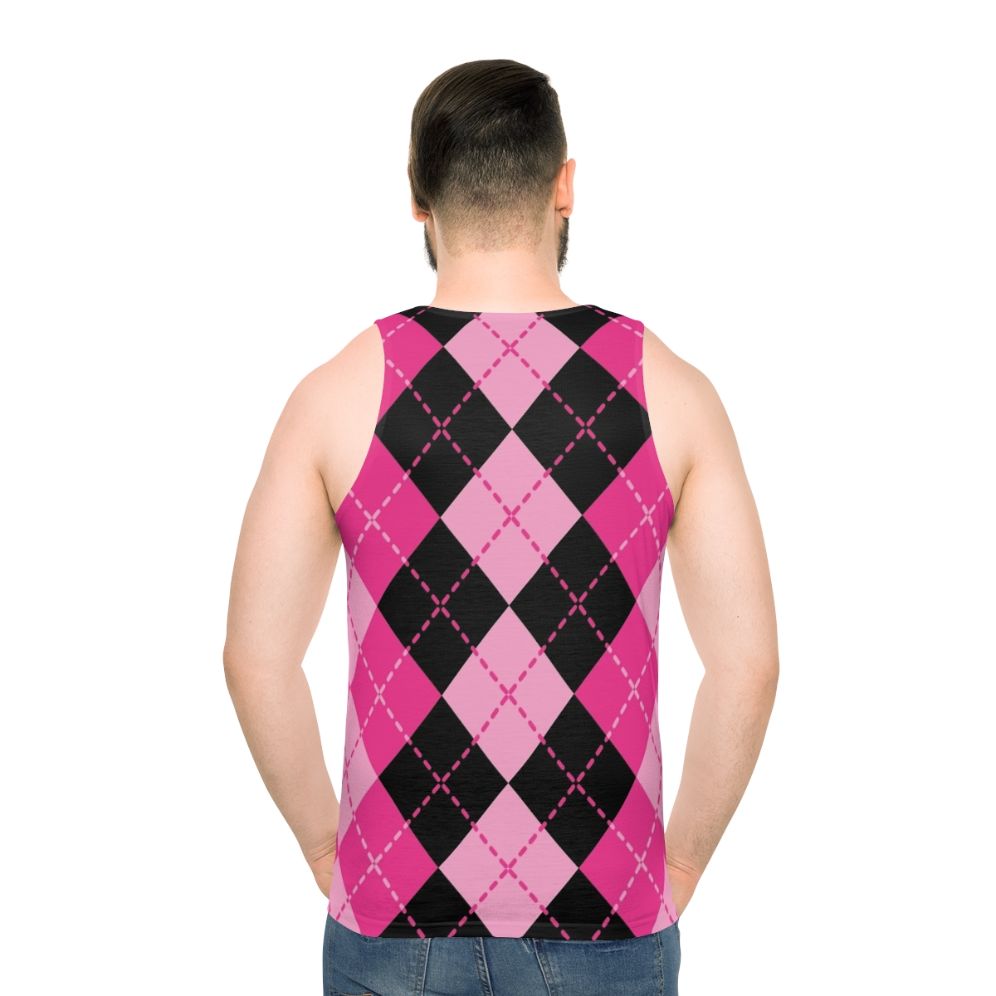 Retro pink argyle unisex tank top