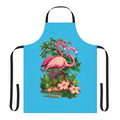 Photograph of a retro-style pink flamingo themed apron