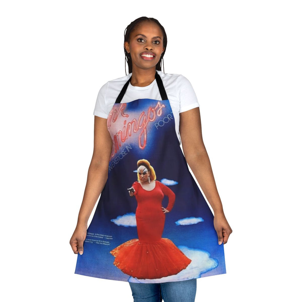 Vibrant pink flamingo-themed apron inspired by the iconic John Waters film