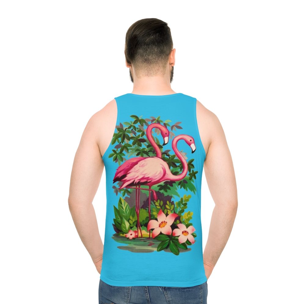 Retro pink flamingo unisex tank top
