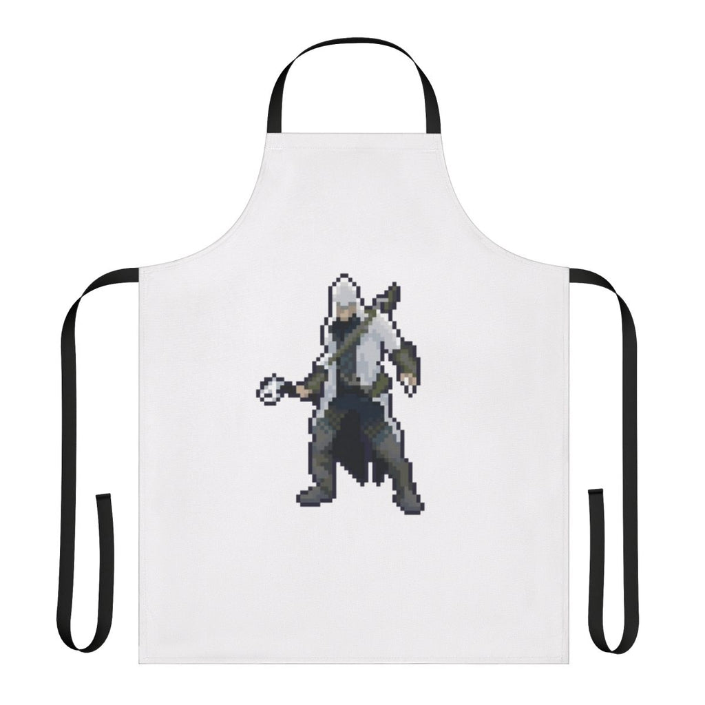 Retro pixel art inspired apron with Assassin's Creed Connor design