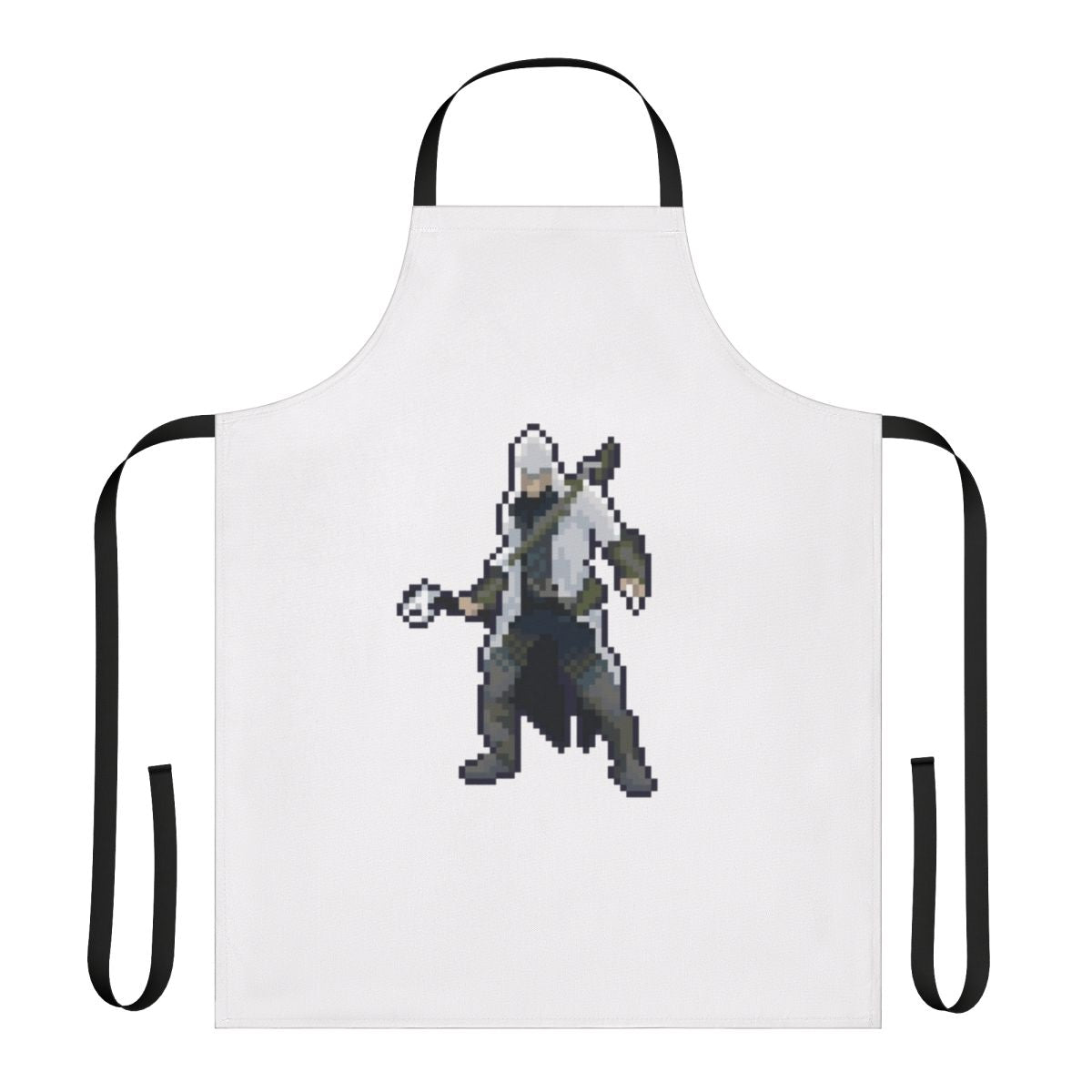 Retro pixel art inspired apron with Assassin's Creed Connor design