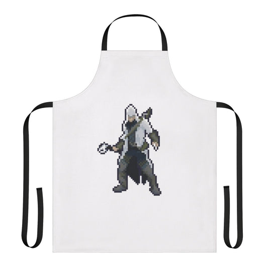 Retro pixel art inspired apron with Assassin's Creed Connor design