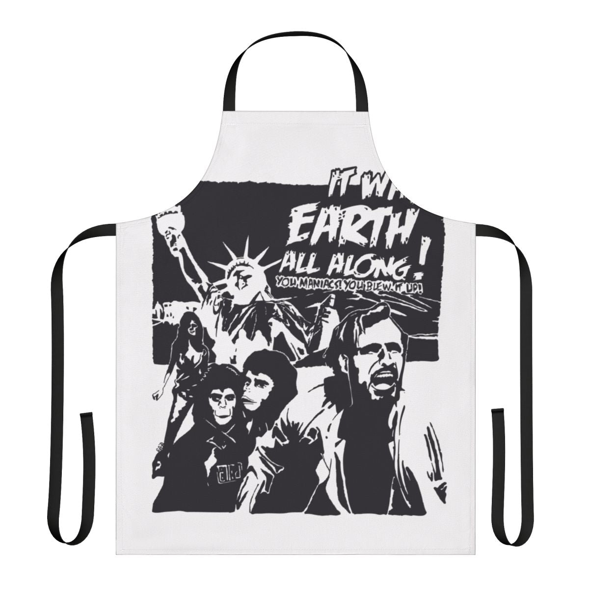 Vintage-style apron with a Planet of the Apes inspired design