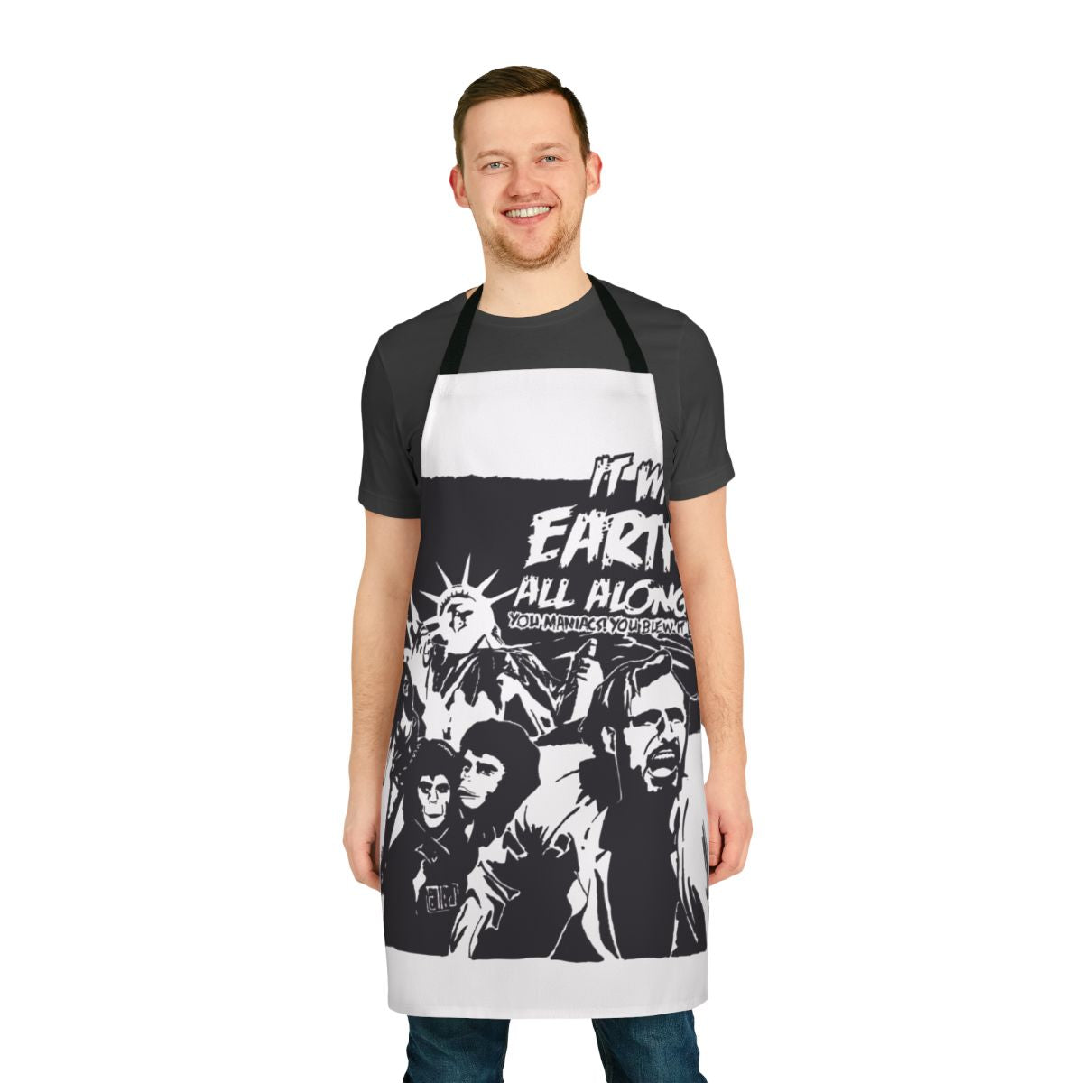 Vintage-style apron with a Planet of the Apes inspired design