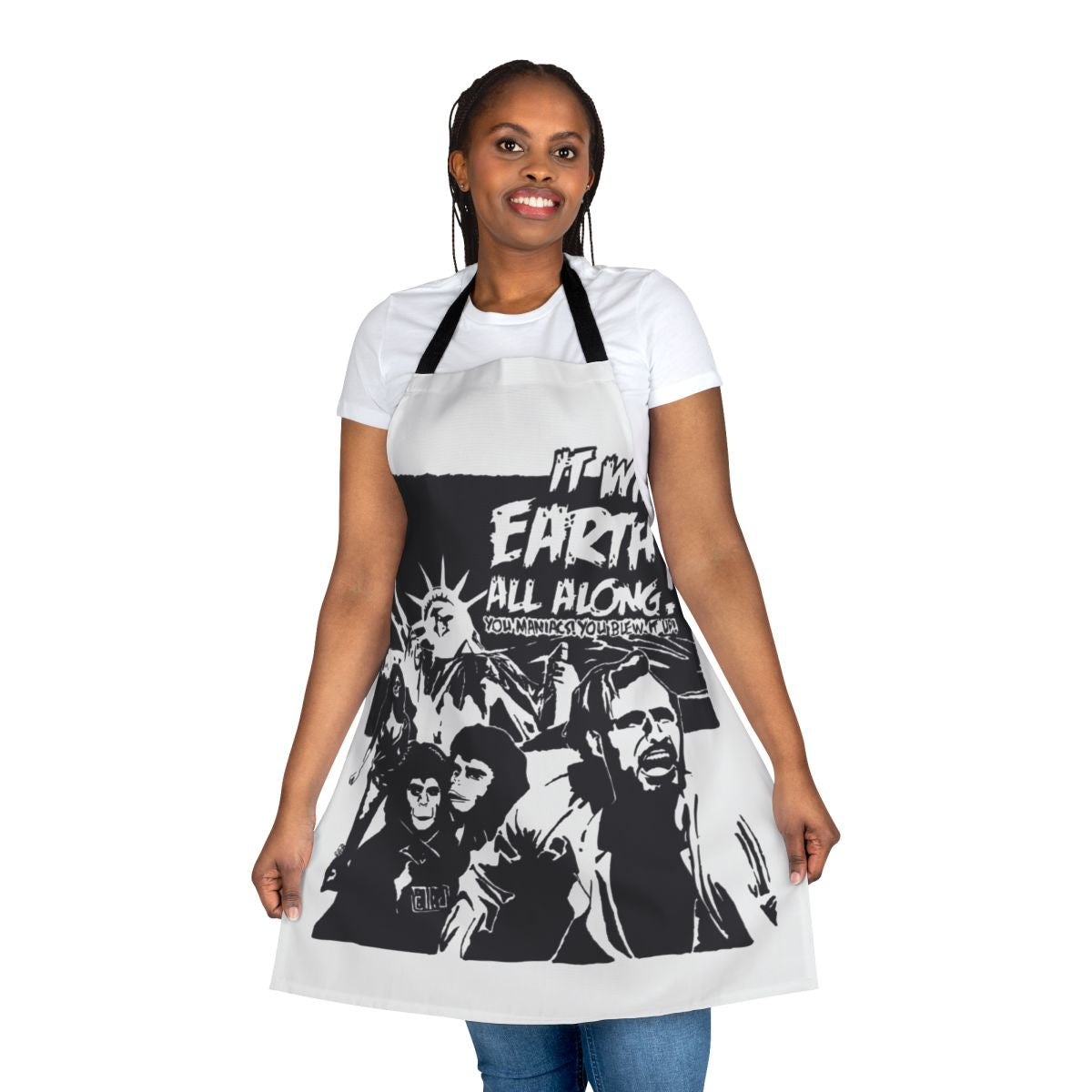 Vintage-style apron with a Planet of the Apes inspired design