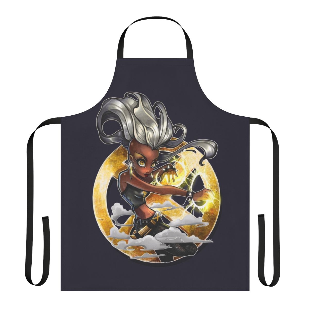 Colorful retro-style apron with pop art graphics