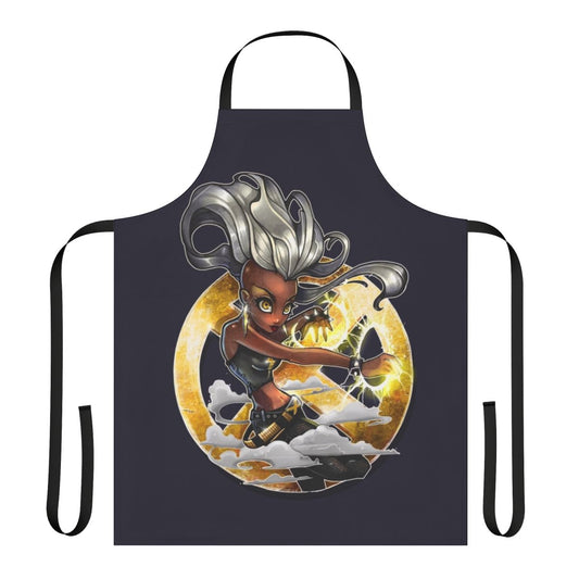 Colorful retro-style apron with pop art graphics