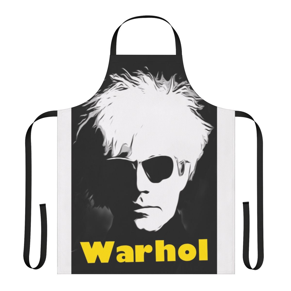 Retro pop art cooking apron featuring Andy Warhol's iconic Campbell's Soup design