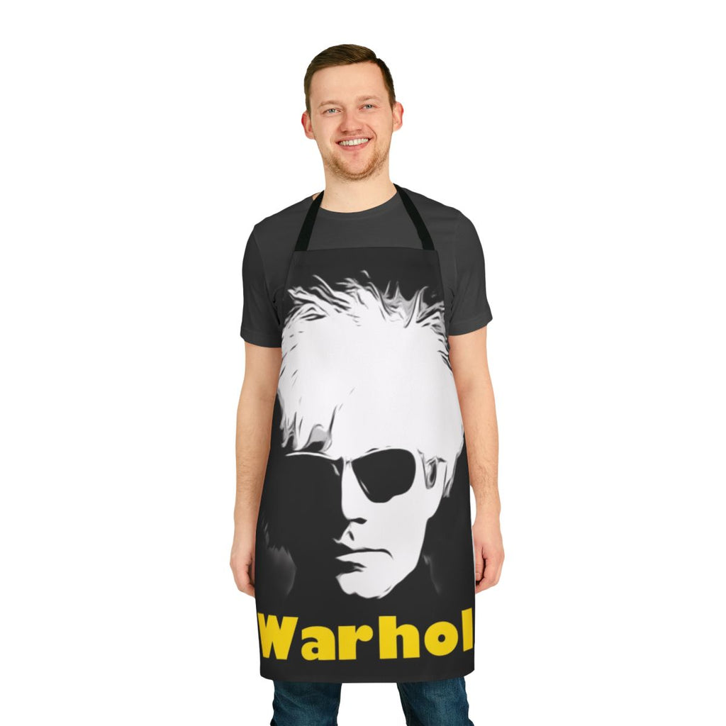 Retro pop art cooking apron featuring Andy Warhol's iconic Campbell's Soup design