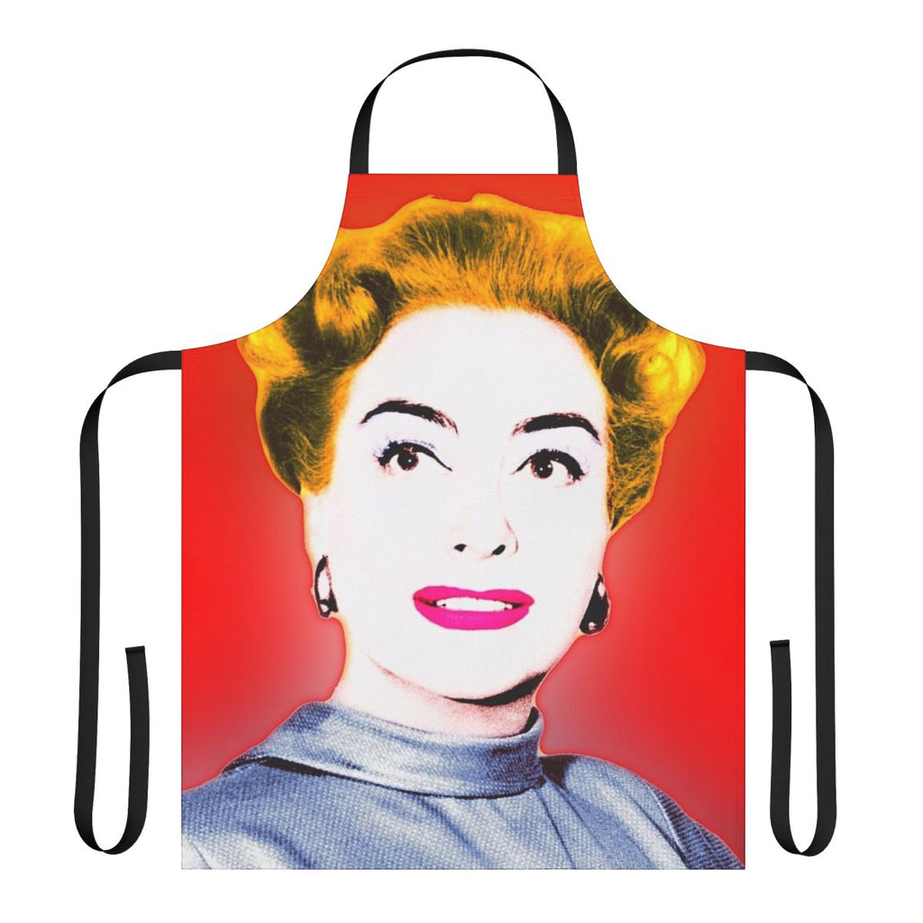 Vibrant pop art-style apron featuring a portrait of legendary Hollywood actress Joan Crawford