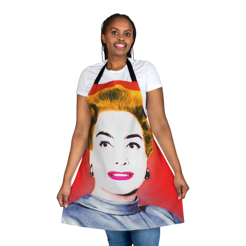 Vibrant pop art-style apron featuring a portrait of legendary Hollywood actress Joan Crawford