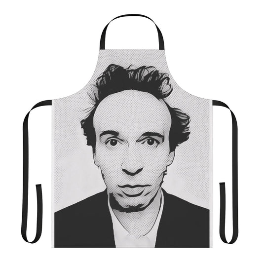 Retro pop art portrait apron featuring Italian actor, writer and director Roberto Benigni