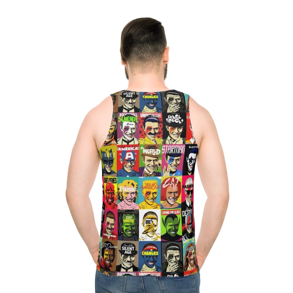Retro pop art unisex tank top with 80s and 70s fashion mashup