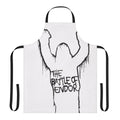 Retro pop art vinyl record mashup design on a durable kitchen apron