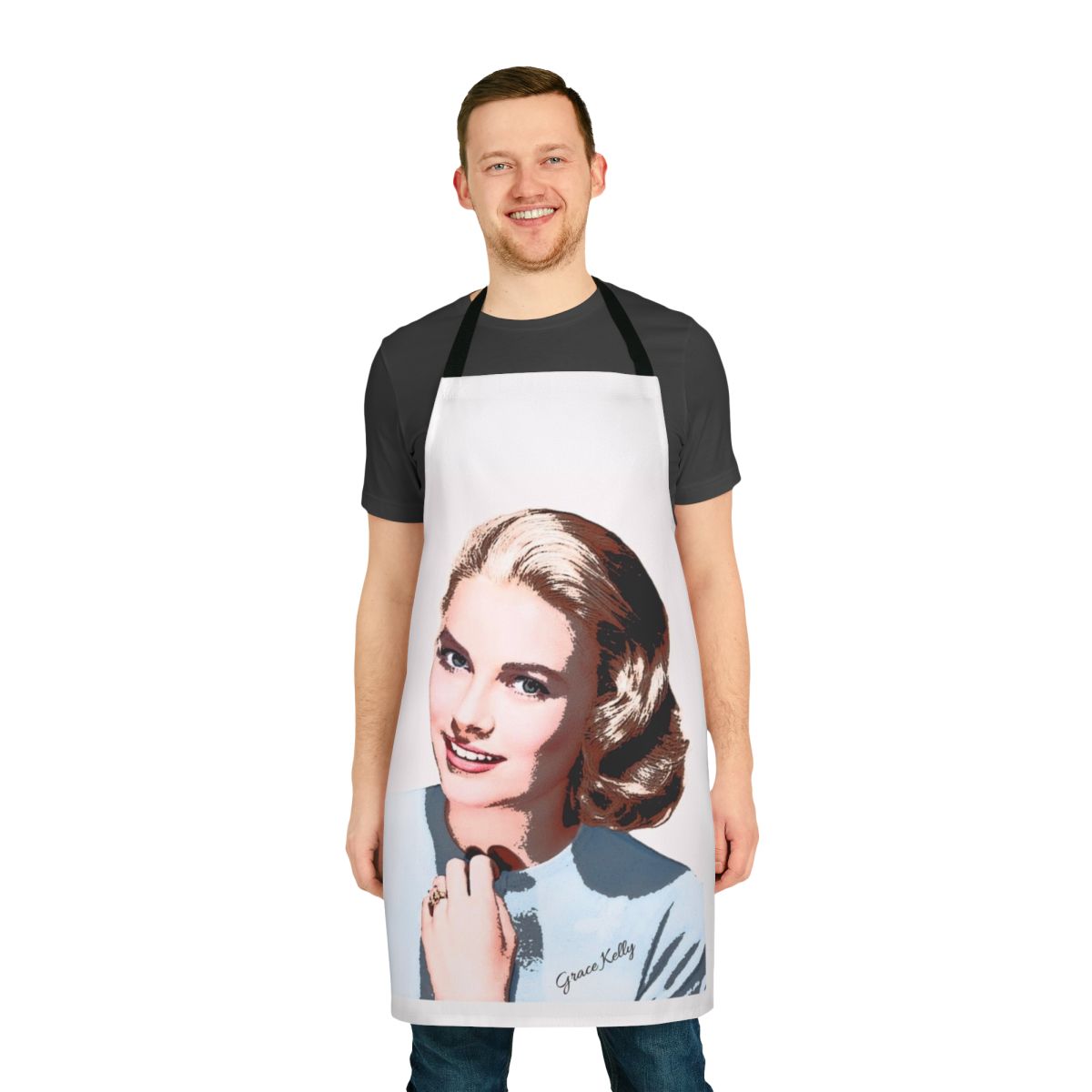 Vintage-style pop art apron featuring the iconic image of Princess Grace Kelly