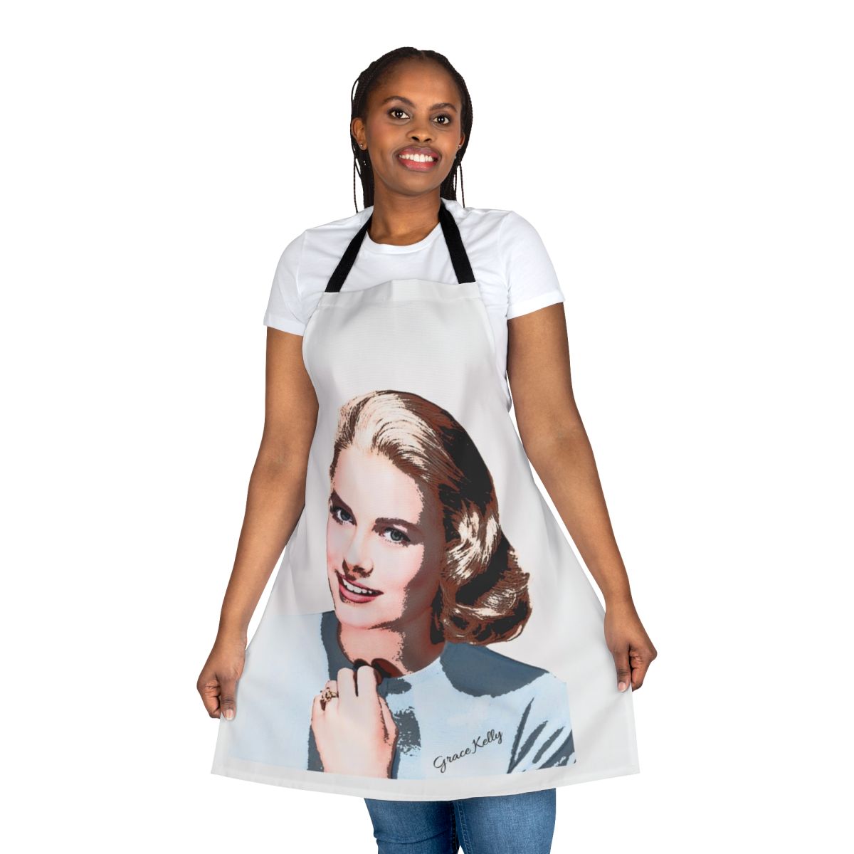Vintage-style pop art apron featuring the iconic image of Princess Grace Kelly