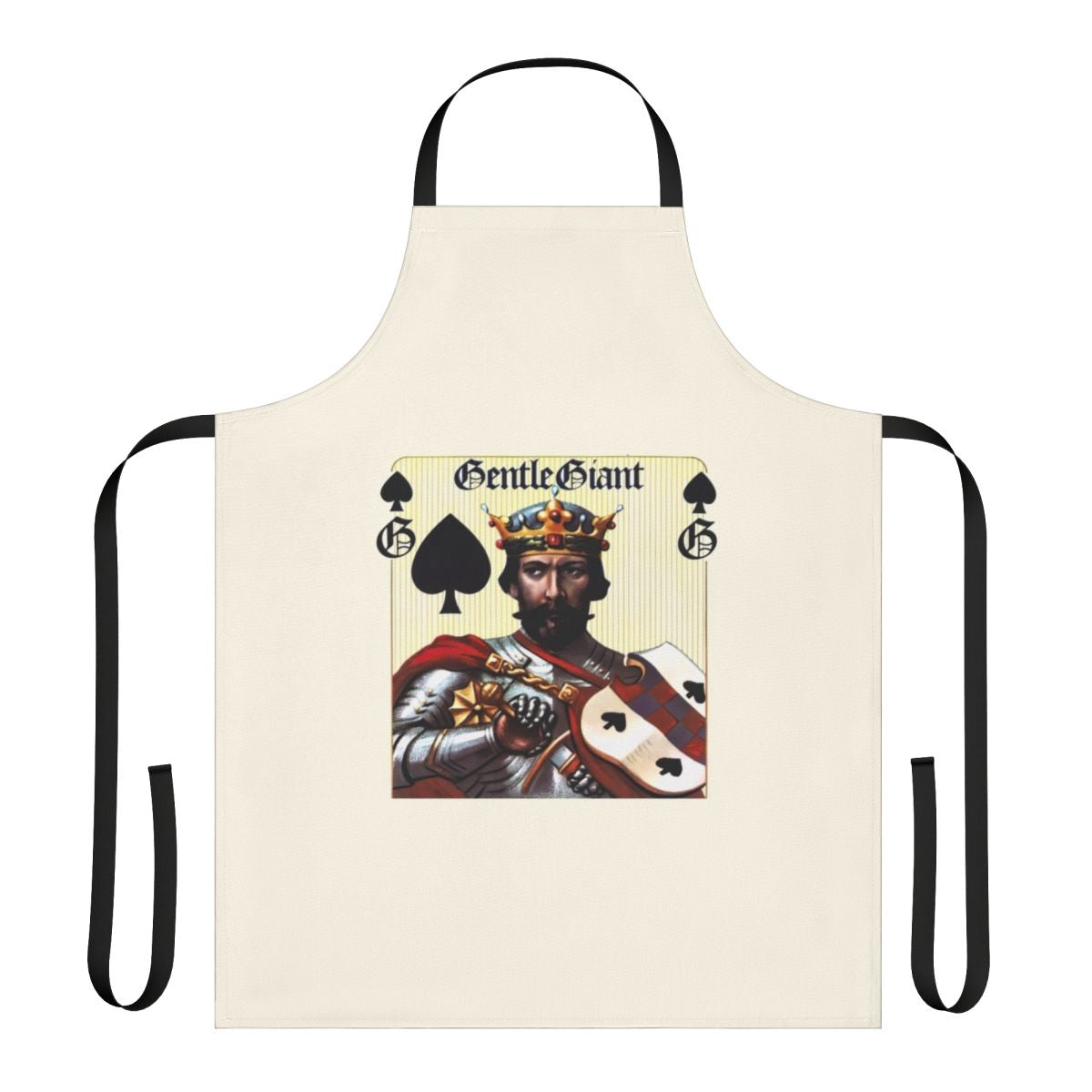 Retro-style apron featuring a progressive rock tribute band design