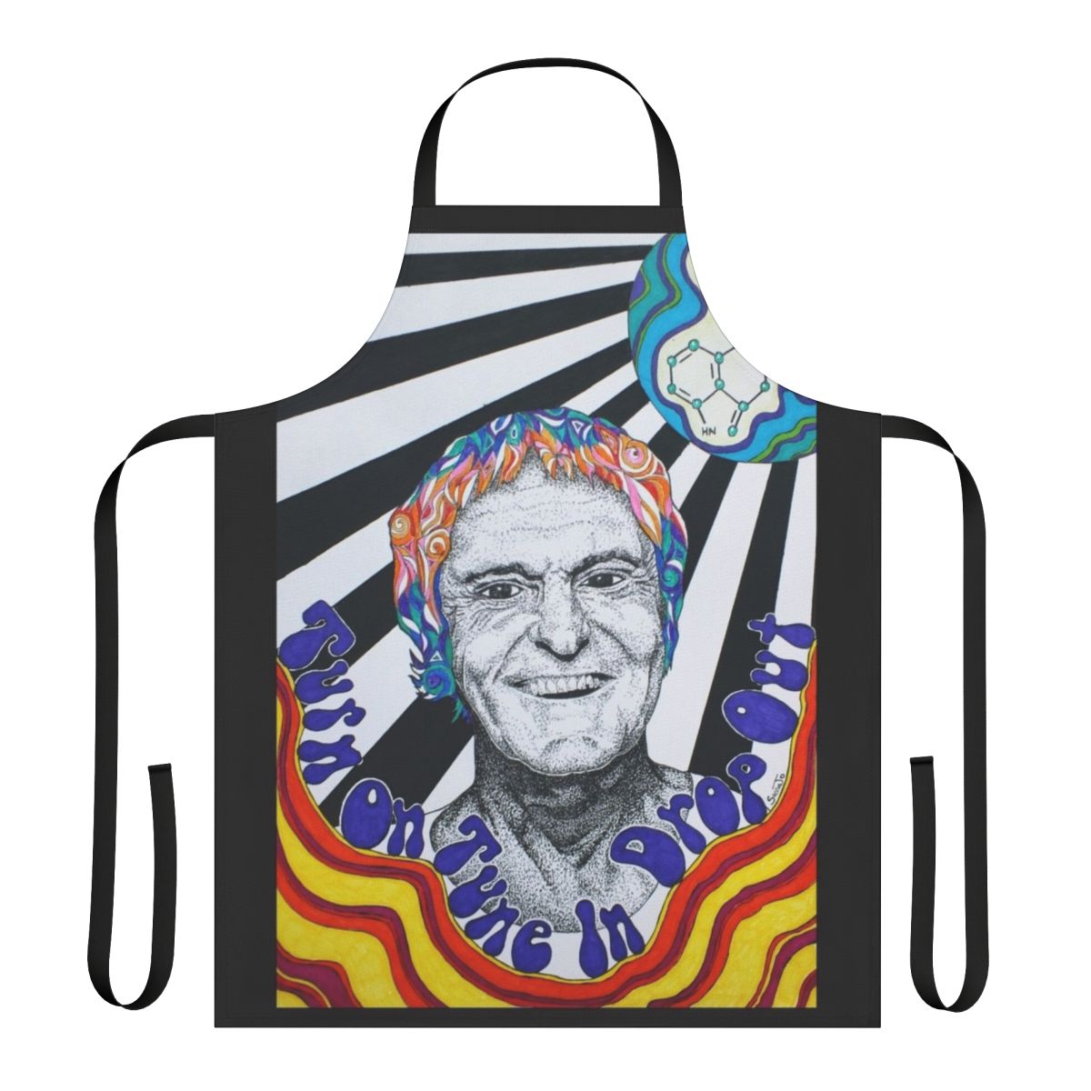 Retro psychedelic apron with trippy 1960s-inspired design
