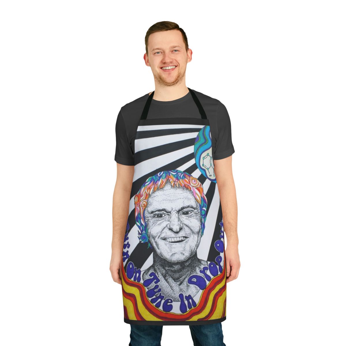 Retro psychedelic apron with trippy 1960s-inspired design