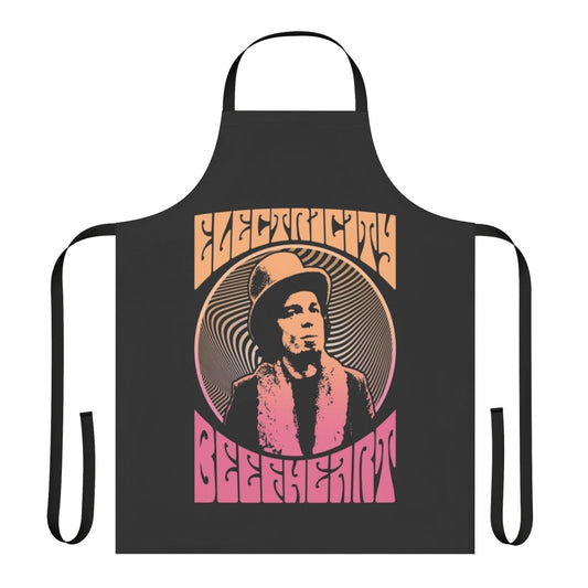 Vibrant psychedelic rock-themed apron inspired by the music of Captain Beefheart