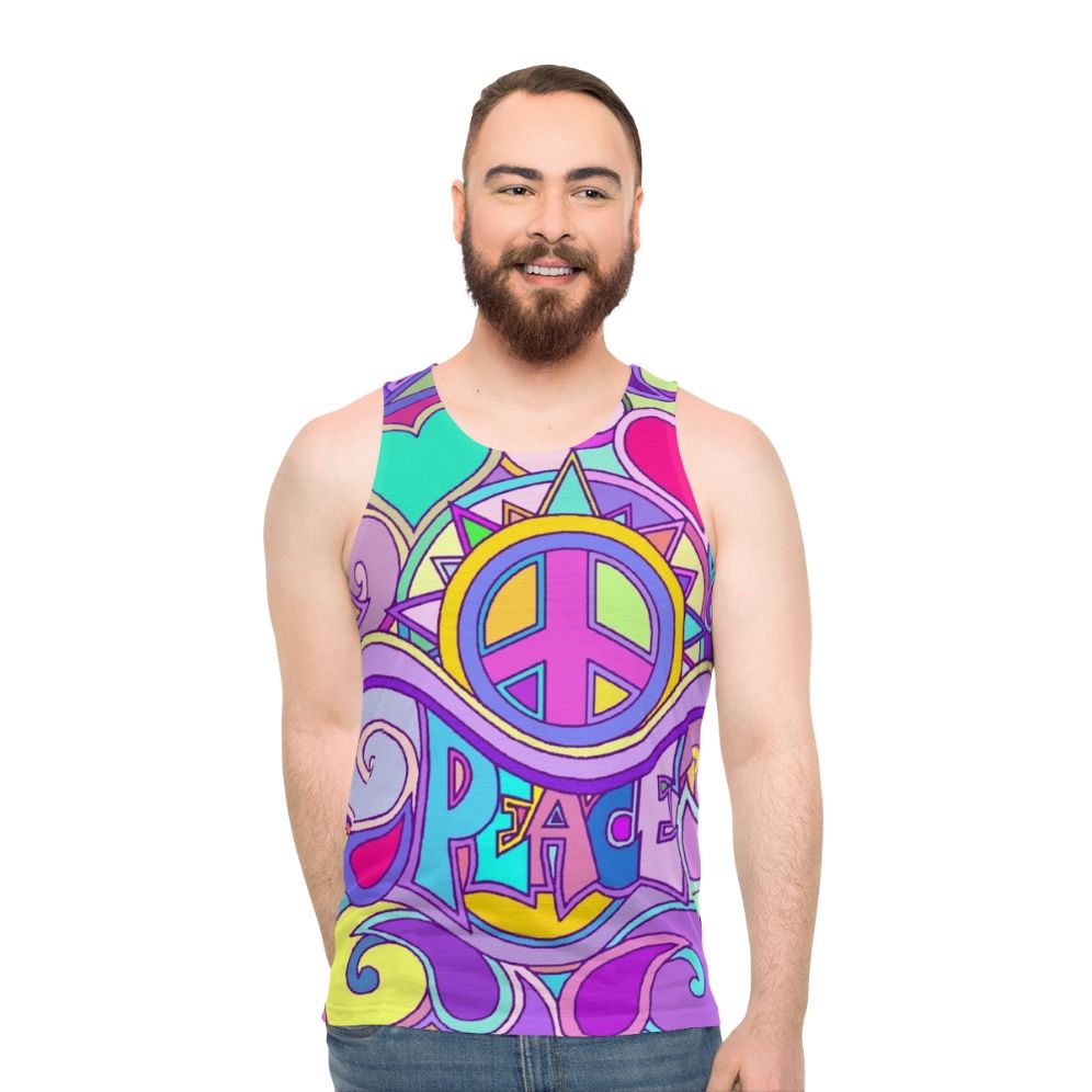 Retro psychedelic tie-dye unisex tank top