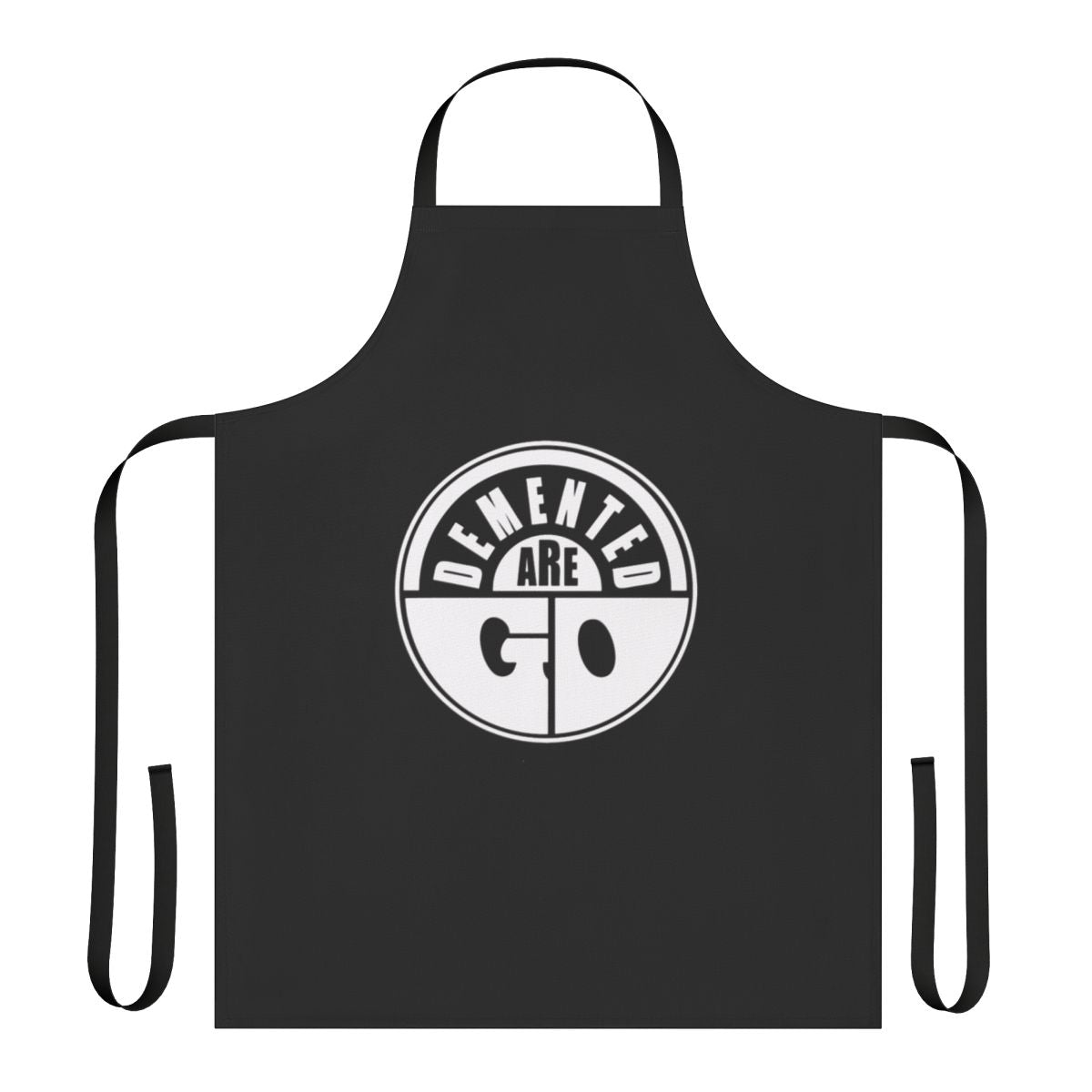 Retro-styled apron featuring the Demented Are Go band logo and psychobilly/rockabilly aesthetic