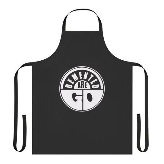 Retro-styled apron featuring the Demented Are Go band logo and psychobilly/rockabilly aesthetic