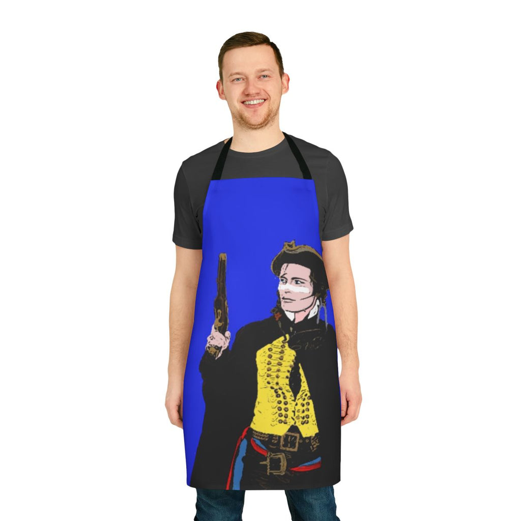 Stylish apron featuring retro Adam Ant-inspired punk rock design