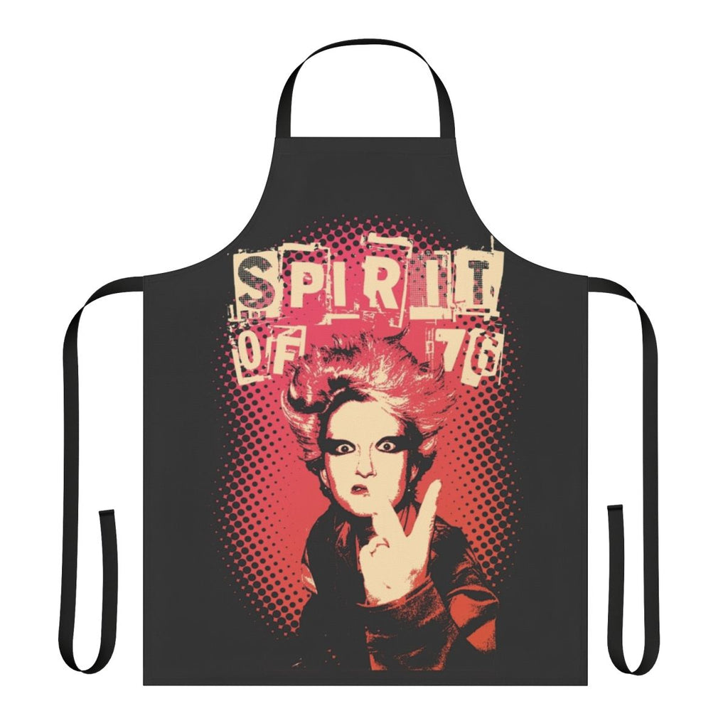 Vintage-inspired punk rock apron with iconic UK punk graphics
