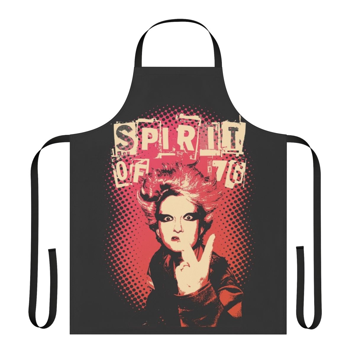 Vintage-inspired punk rock apron with iconic UK punk graphics