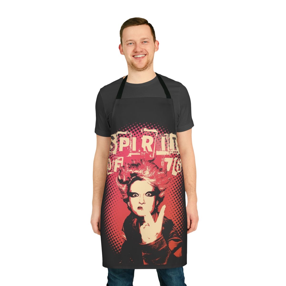 Vintage-inspired punk rock apron with iconic UK punk graphics