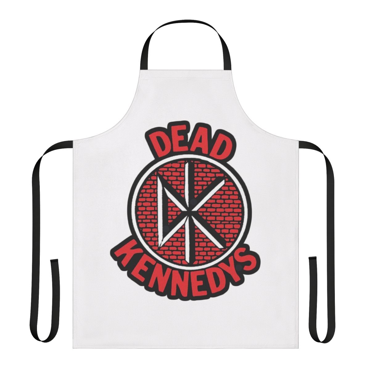 Retro punk rock band apron featuring bold American punk design