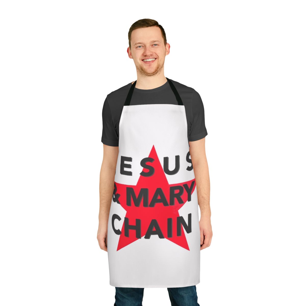 Retro punk rock band logo apron featuring the iconic star design of The Jesus And Mary Chain