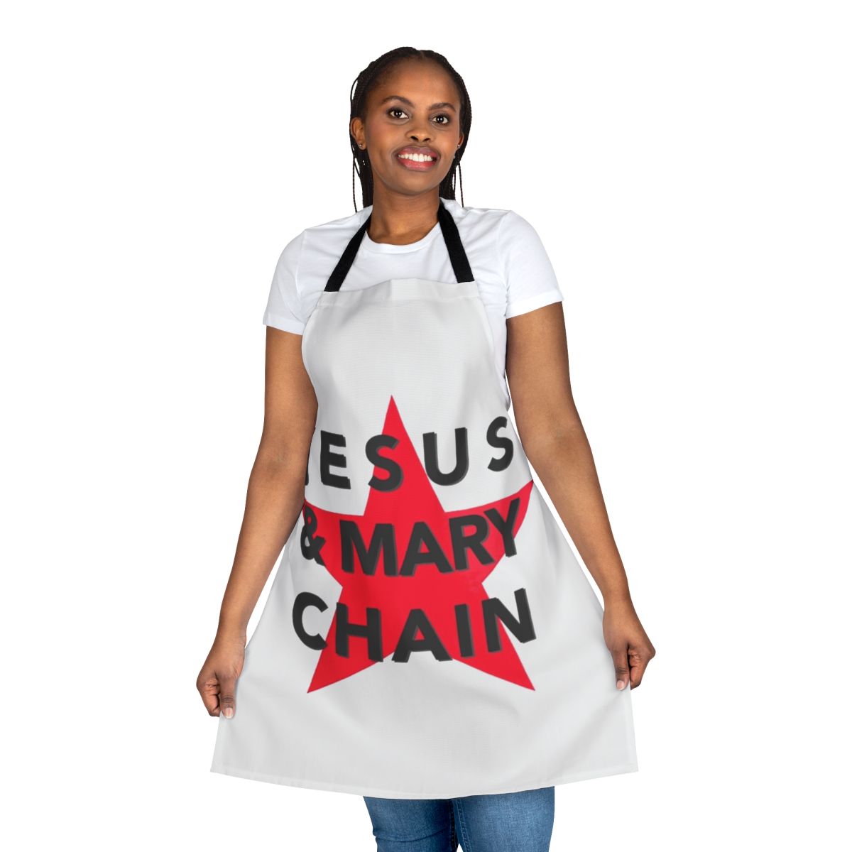 Retro punk rock band logo apron featuring the iconic star design of The Jesus And Mary Chain