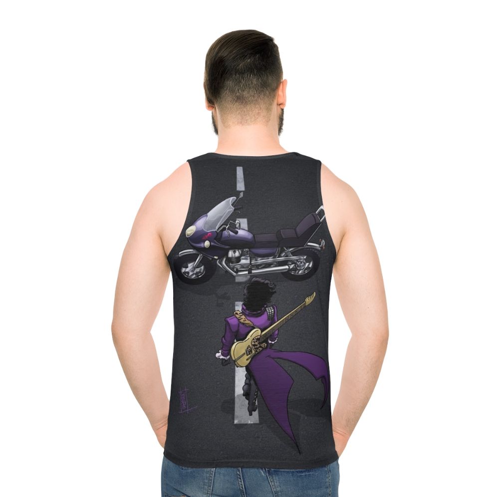 Retro purple funk motorcycle guitar unisex tank top