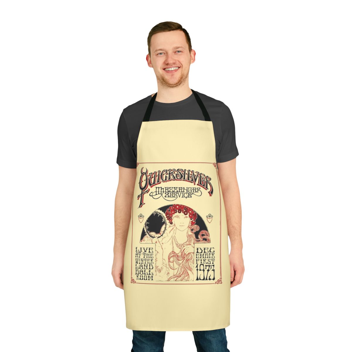 Quicksilver Messenger Service live concert apron with a vintage, nostalgic design