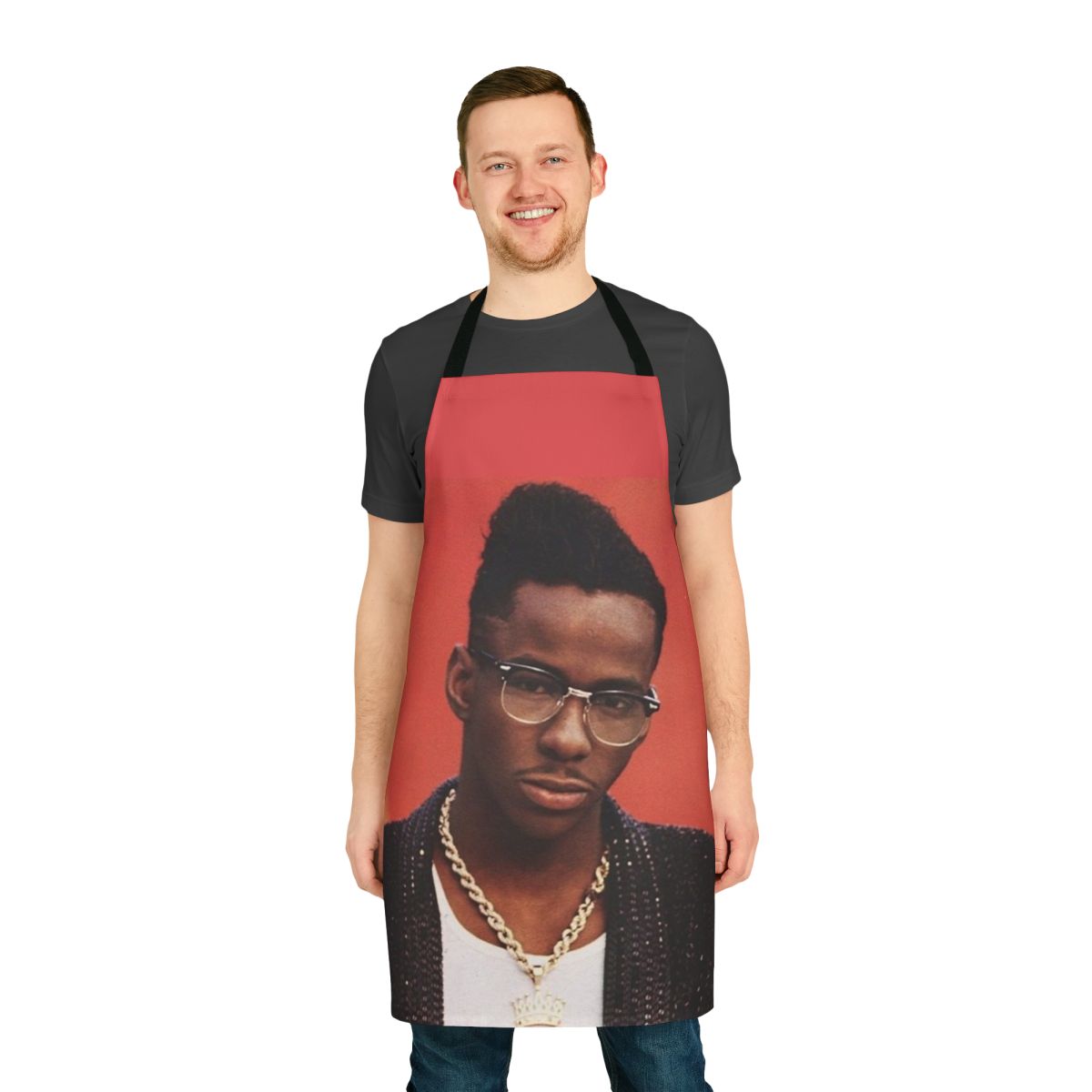Retro-style apron with Bobby Brown and 80s R&B inspired design