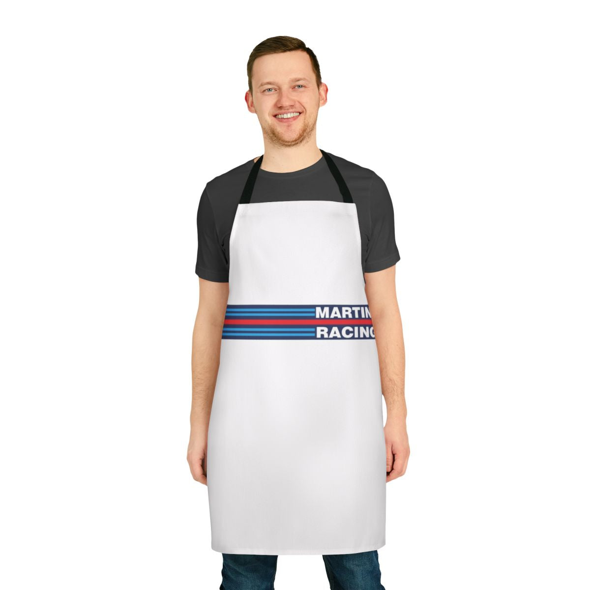 Stylish Martini Racing-Inspired Apron for Automotive Enthusiasts