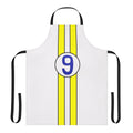 Retro racing-inspired apron featuring a Speed Racer-style car and star design