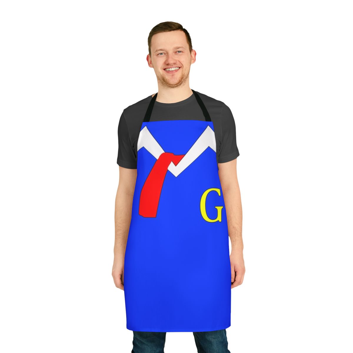 Illustrated kitchen apron featuring the iconic Speed Racer car, Mach 5, and characters from the classic anime series.